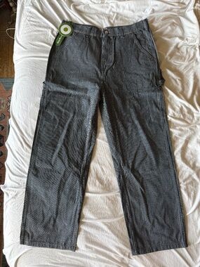 OXKNIT Hickory Stripe Carpenter Pants Men’s Large Workwear Utility Jeans